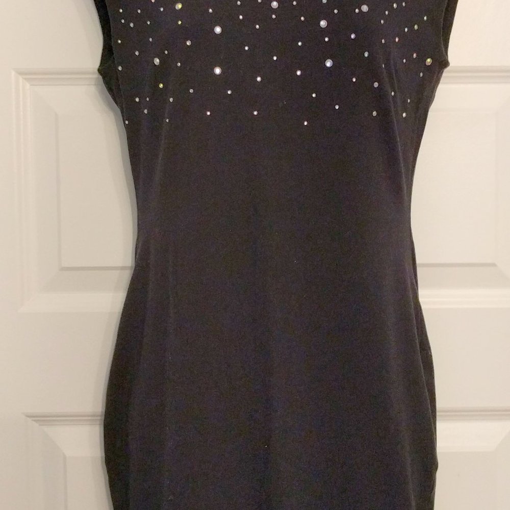 H&M BLACK BODYCON RHINESTONE DRESS LBD NYE SPARKLE SZ S - Picture 4 of 9